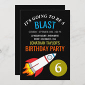 Invitation Space Rocket to the Moon Children's Birthday (Devant / Derrière)