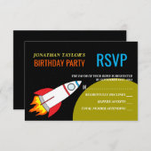 Invitation Space Rocket to the Moon Children's Birthday RSVP (Devant / Derrière)