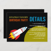 Invitation Space Rocket to the Moon Détails de l'anniversaire (Devant / Derrière)