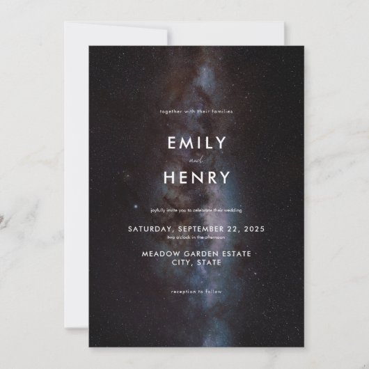Invitation Space Stars Milky Way Galaxy Mariage (Devant)
