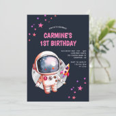 Invitation Space Stars Rocket Ship 1er anniversaire (Debout devant)
