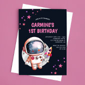Invitation Space Stars Rocket Ship 1er anniversaire