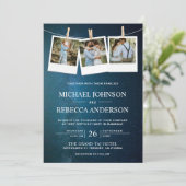Invitation Space Universe Blue Galaxy Photo Collage Mariage (Debout devant)