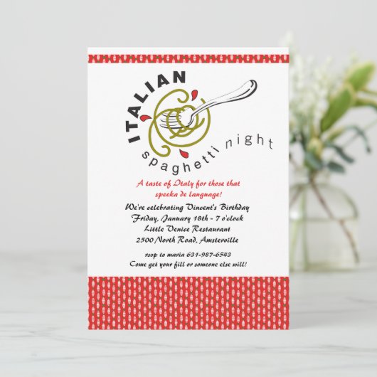 Invitation Spaghetti Italienne (Debout devant)