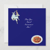 Invitation SPAGHETTI PARTY, ITALIEN KITCHEN dîner bleu (Dos)