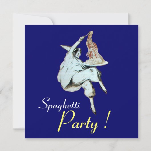 Invitation SPAGHETTI PARTY, ITALIEN KITCHEN dîner bleu (Devant)
