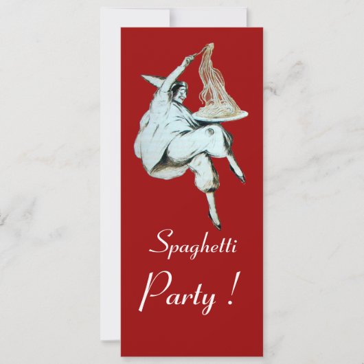 Invitation SPAGHETTI PARTY, ITALIEN KITCHEN dîner rouge vert (Devant)