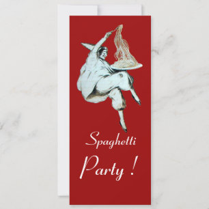 Invitation SPAGHETTI PARTY, ITALIEN KITCHEN dîner rouge vert