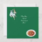 Invitation SPAGHETTI PARTY, ITALIEN KITCHEN rouge vert dîner (Dos)