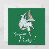 Invitation SPAGHETTI PARTY, ITALIEN KITCHEN rouge vert dîner (Devant)