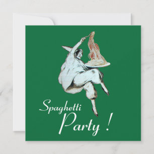 Invitation SPAGHETTI PARTY, ITALIEN KITCHEN rouge vert dîner