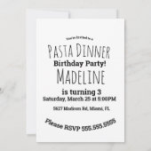 Invitation Spaghetti Pasta italien Diner Ustensiles Boules de (Dos)