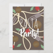 Invitation Spaghetti Pasta italien Diner Ustensiles Boules de (Devant)