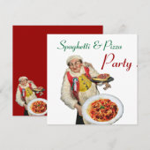 Invitation SPAGHETTI & PIZZA PARTY, CUISINE ITALIENNE rouge b (Devant / Derrière)