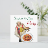 Invitation SPAGHETTI & PIZZA PARTY, CUISINE ITALIENNE rouge b (Debout devant)