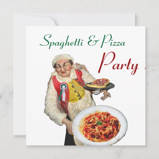Invitation SPAGHETTI & PIZZA PARTY, CUISINE ITALIENNE rouge b (Devant)
