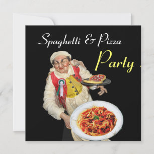 Invitation SPAGHETTI & PIZZA PARTY, CUISINE ITALIENNE rouge n