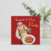 Invitation SPAGHETTI & PIZZA PARTY, CUISINE ITALIENNE rouge n (Debout devant)