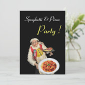 Invitation SPAGHETTI & PIZZA PARTY, RESTAURANT vert noir (Debout devant)