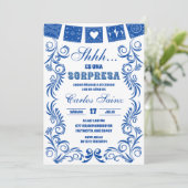 Invitation Spanish Blue Talavera SORPRESA Birthday Fiesta (Debout devant)