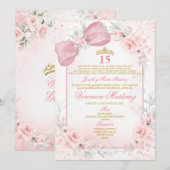 Invitation Spanish Blush Pink Bow Coquette Princess 15 Años (Devant / Derrière)