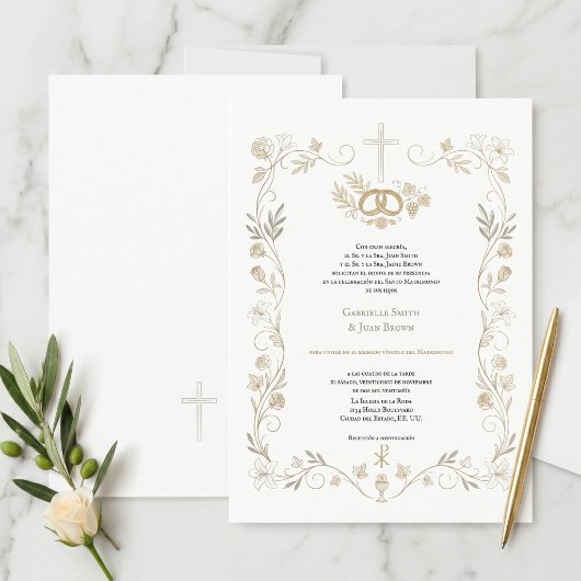 Invitation Spanish Boda Catholic Nuptial Mass Wedding