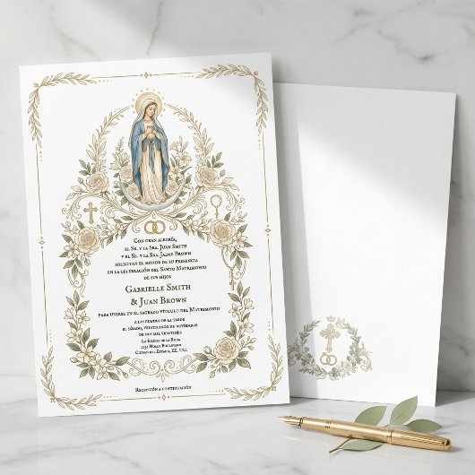 Invitation Spanish Boda Catholic Virgin Mary Nuptial Mass 
