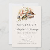 Invitation Spanish boho wedding with rings (Devant)