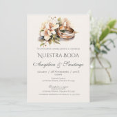 Invitation Spanish boho wedding with rings (Debout devant)