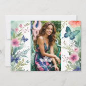 Invitation Spanish Charming Sweet Floral Garland Butterflies (Devant)