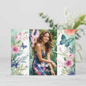 Invitation Spanish Charming Sweet Floral Garland Butterflies (Debout devant)