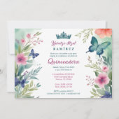Invitation Spanish Charming Sweet Floral Garland Butterflies (Dos)