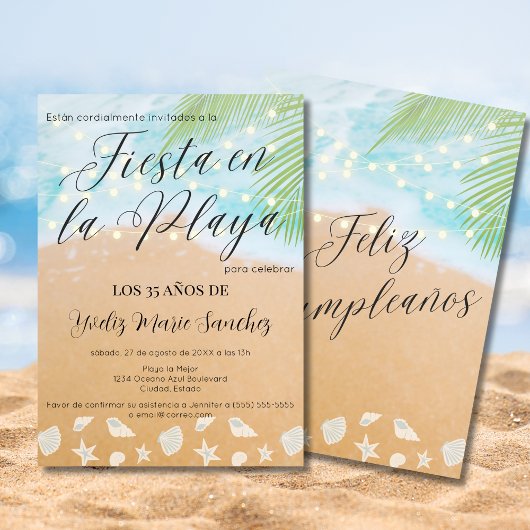 Invitation Spanish Chic Beach Sandy Shore 35ème anniversaire 