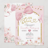 Invitation Spanish Coquette Blush Pink Butterfly Es Nina (Devant / Derrière)