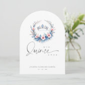 Invitation Spanish Cute Blue Pink Floral Quinceañera Tiara (Debout devant)