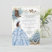 Invitation Spanish Dusty Blue Charro Princess Sweet 15 Años (Debout devant)