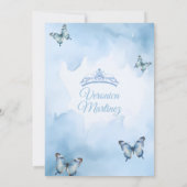 Invitation Spanish Dusty Blue Princess Butterfly Bow 15 Años (Dos)
