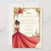 Invitation Spanish Exquisite Chic Quinceañera Masquerade Ball (Devant)