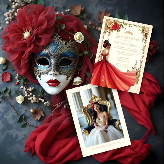 Invitation Spanish Exquisite Chic Quinceañera Masquerade Ball