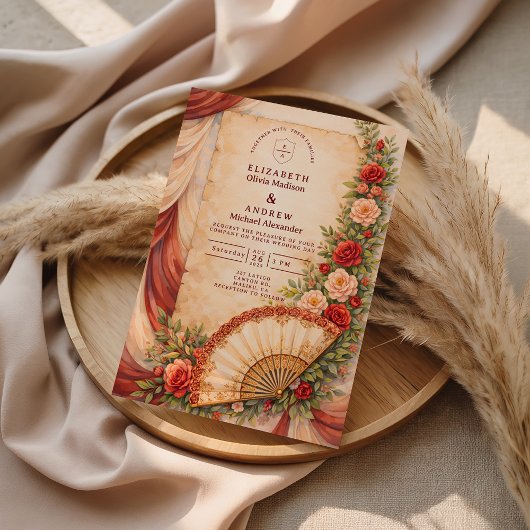 Invitation Spanish Fan Romance Wedding