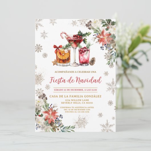Invitation Spanish Fiesta de Navidad Christmas  (Debout devant)