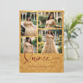 Invitation Spanish Golden & Dark Red Trendy XVs Collage 4  (Debout devant)