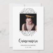 Invitation Spanish Luxury Wildflowers Frame Quinceañera Photo (Devant)