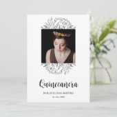 Invitation Spanish Luxury Wildflowers Frame Quinceañera Photo (Debout devant)