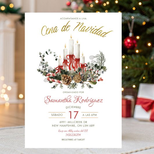 Invitation Spanish Mexican Cena De Navidad Christmas Dinner