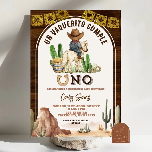 Invitation Spanish Mexican Wild West Cowboy turning one