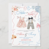 Invitation Spanish Nino o Nina Gender Reveal (Devant)