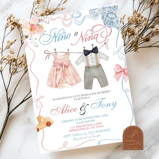 Invitation Spanish Nino o Nina Gender Reveal