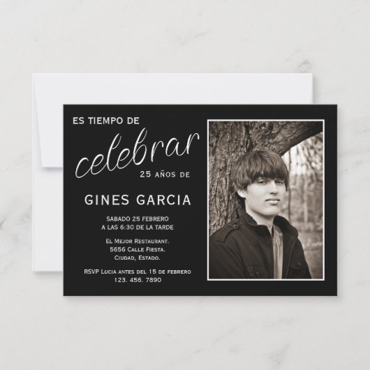 Invitation Spanish Photo Birthday (Devant)