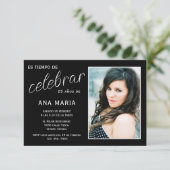 Invitation Spanish Photo Feminine Birthday (Debout devant)
